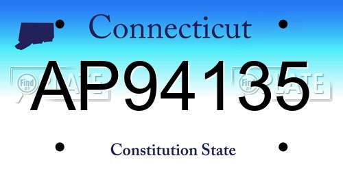 AP94135 Connecticut License Plate
