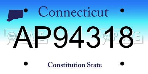 AP94318 Connecticut License Plate