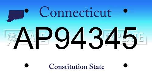 AP94345 Connecticut License Plate