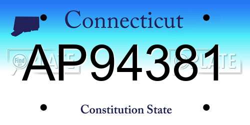 AP94381 Connecticut License Plate
