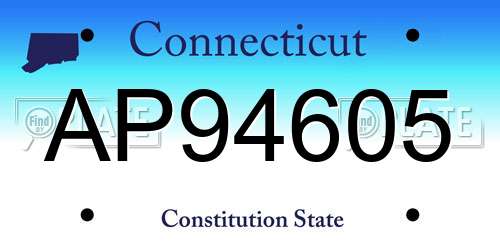 AP94605 Connecticut License Plate