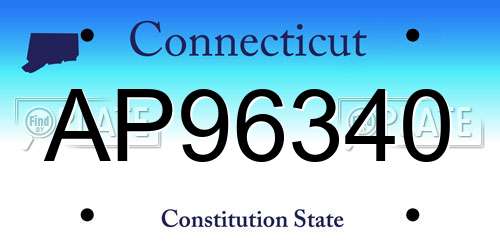 AP96340 Connecticut License Plate