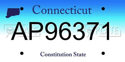 AP96371 Connecticut License Plate