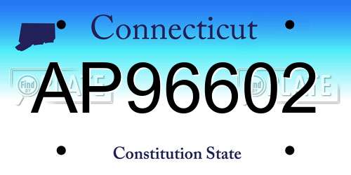 AP96602 Connecticut License Plate
