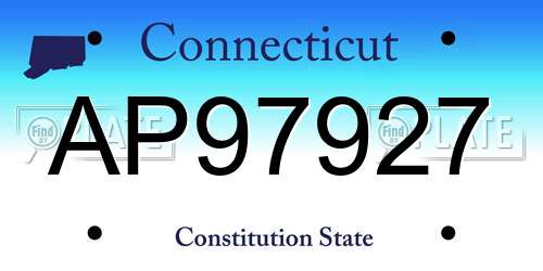 AP97927 Connecticut License Plate