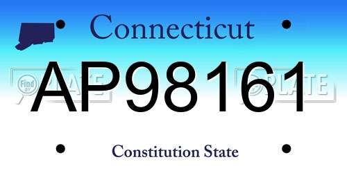 AP98161 Connecticut License Plate