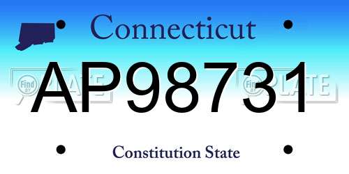 AP98731 Connecticut License Plate