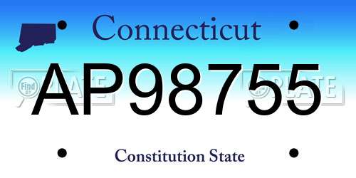 AP98755 Connecticut License Plate