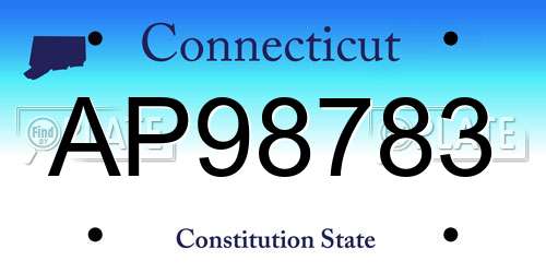 AP98783 Connecticut License Plate