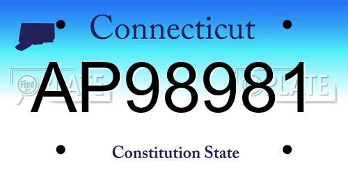 AP98981 Connecticut License Plate