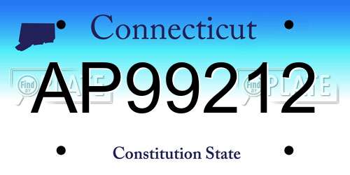 AP99212 Connecticut License Plate