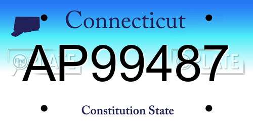 AP99487 Connecticut License Plate