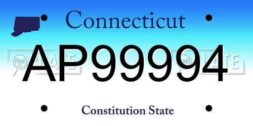AP99994 Connecticut License Plate