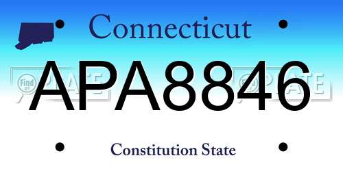 APA8846 Connecticut License Plate