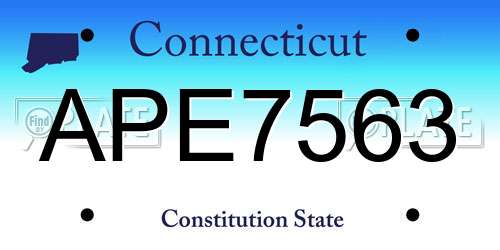 APE7563 Connecticut License Plate