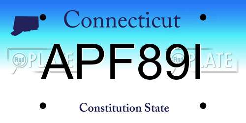 APF89I Connecticut License Plate