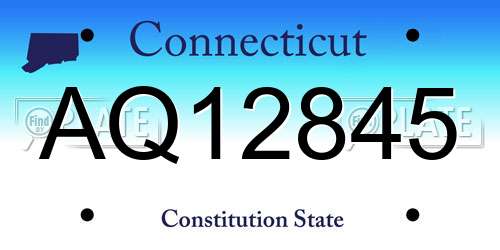 AQ12845 Connecticut License Plate