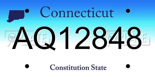 AQ12848 Connecticut License Plate