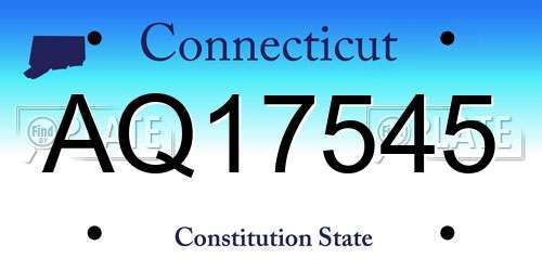 AQ17545 Connecticut License Plate