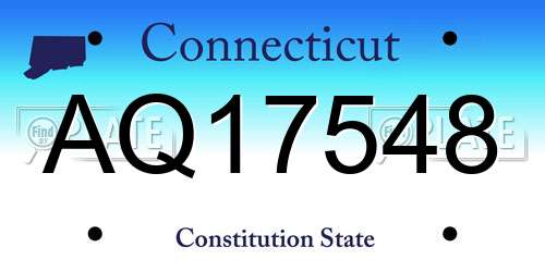 AQ17548 Connecticut License Plate