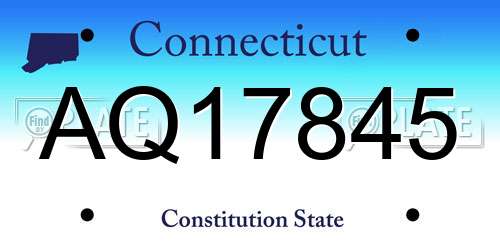 AQ17845 Connecticut License Plate