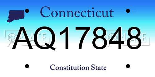 AQ17848 Connecticut License Plate