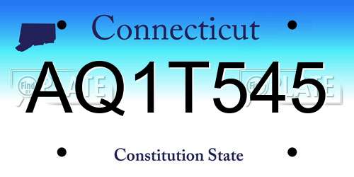 AQ1T545 Connecticut License Plate