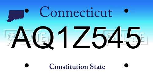 AQ1Z545 Connecticut License Plate