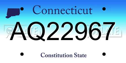 AQ22967 Connecticut License Plate