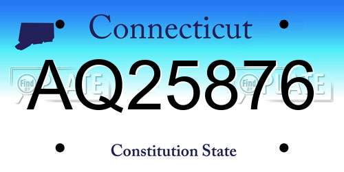 AQ25876 Connecticut License Plate