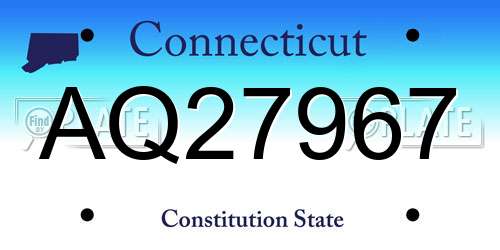 AQ27967 Connecticut License Plate