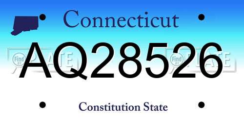 AQ28526 Connecticut License Plate