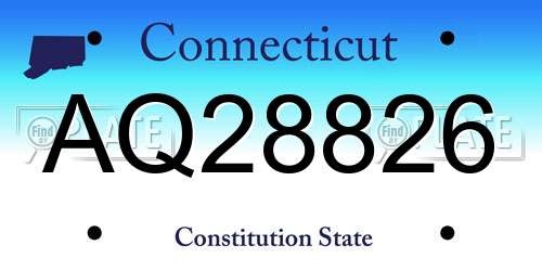 AQ28826 Connecticut License Plate