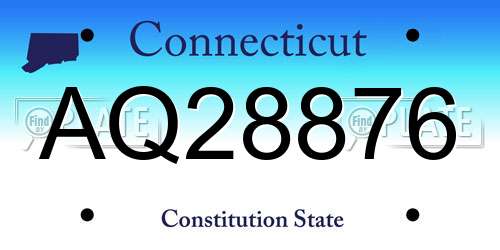 AQ28876 Connecticut License Plate