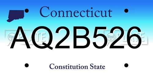 AQ2B526 Connecticut License Plate