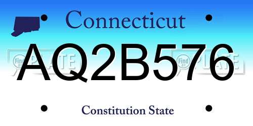 AQ2B576 Connecticut License Plate