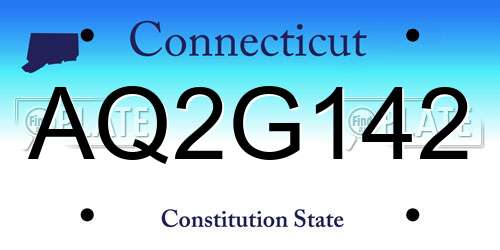 AQ2G142 Connecticut License Plate
