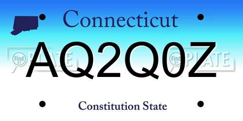 AQ2Q0Z Connecticut License Plate