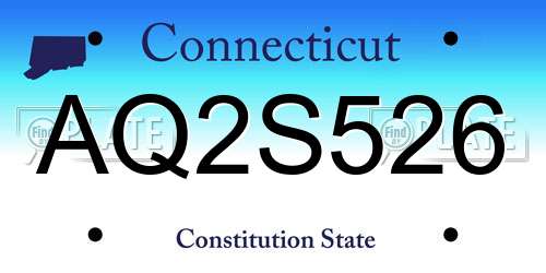AQ2S526 Connecticut License Plate