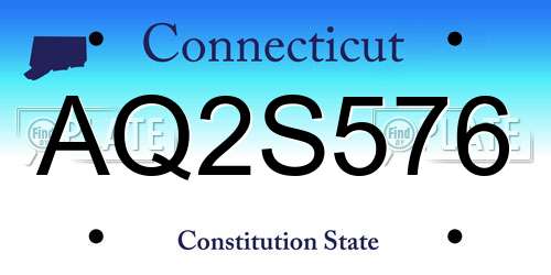 AQ2S576 Connecticut License Plate