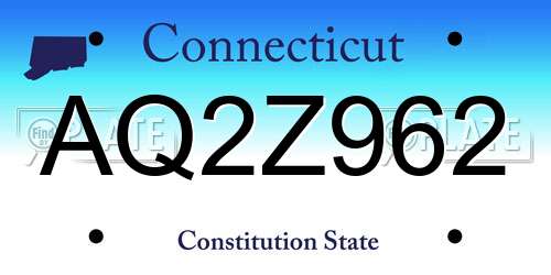 AQ2Z962 Connecticut License Plate