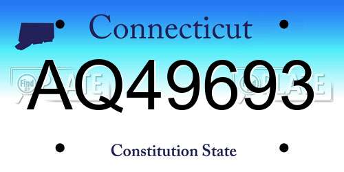 AQ49693 Connecticut License Plate