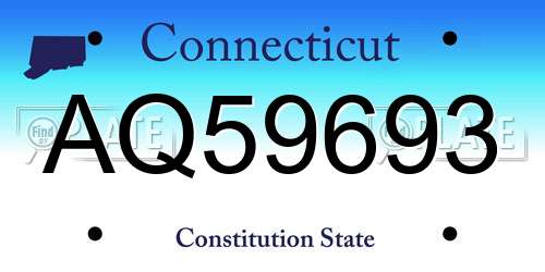 AQ59693 Connecticut License Plate