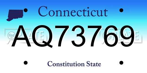 AQ73769 Connecticut License Plate