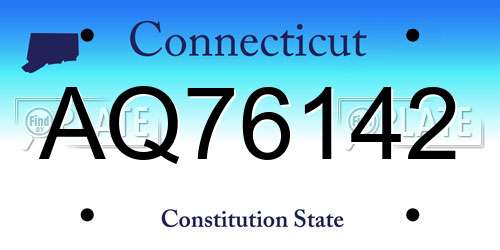 AQ76142 Connecticut License Plate