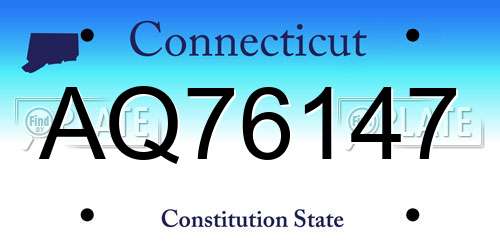 AQ76147 Connecticut License Plate