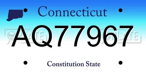 AQ77967 Connecticut License Plate