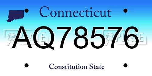 AQ78576 Connecticut License Plate