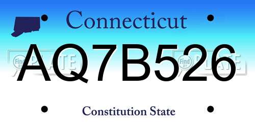 AQ7B526 Connecticut License Plate