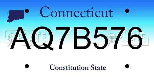 AQ7B576 Connecticut License Plate